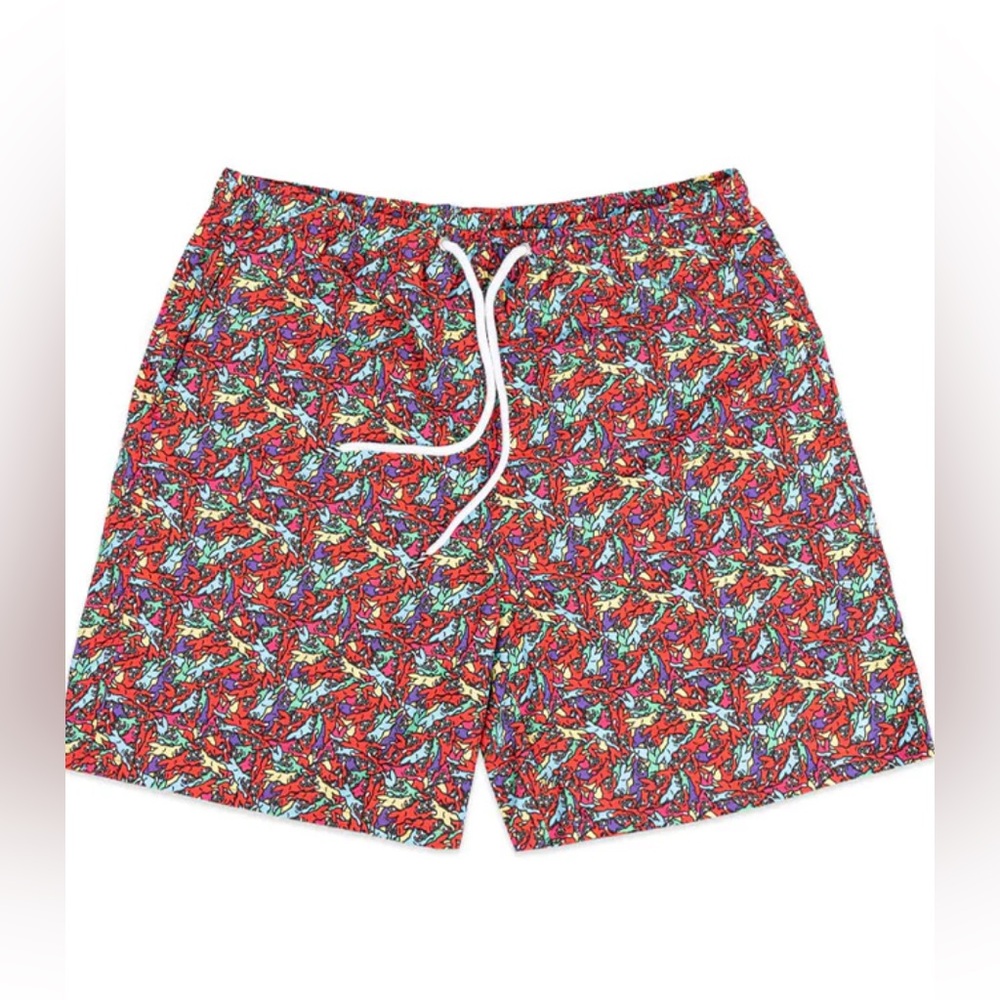 Icecream The Swim Shorts Featuring a repeating "Running Dog" print 
Size 2X